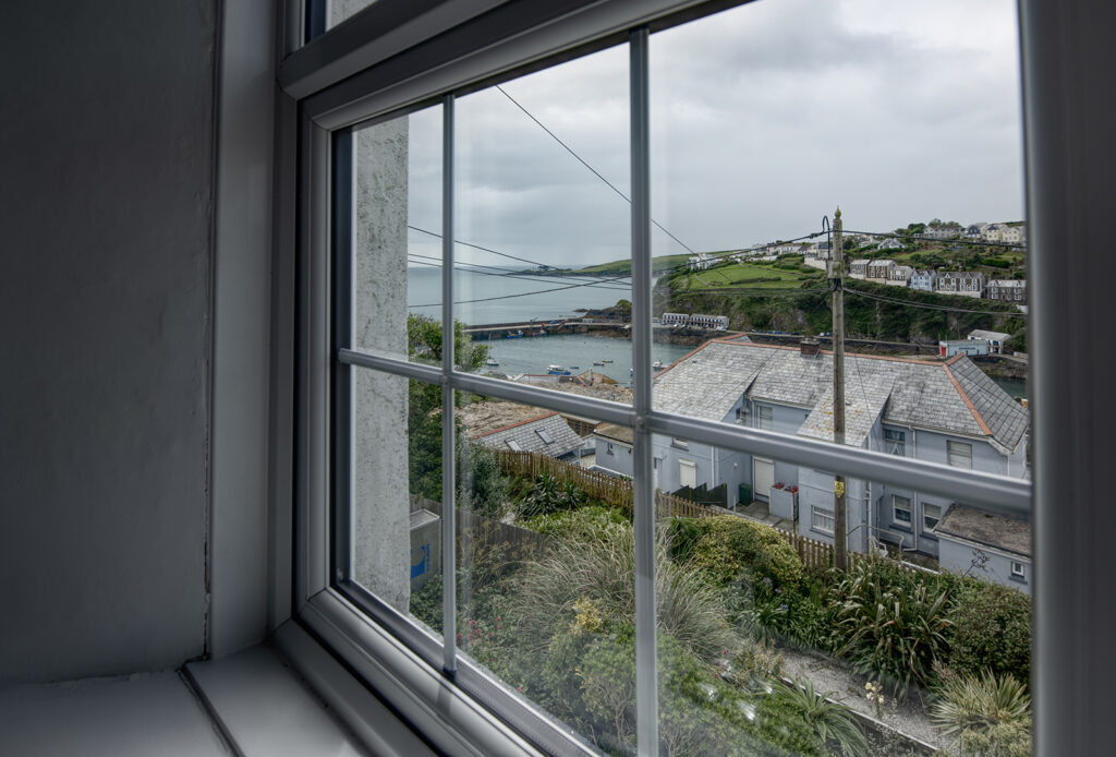 Coastguards View, Mevagissey - bedroom 1 -  views over harbour and out to sea